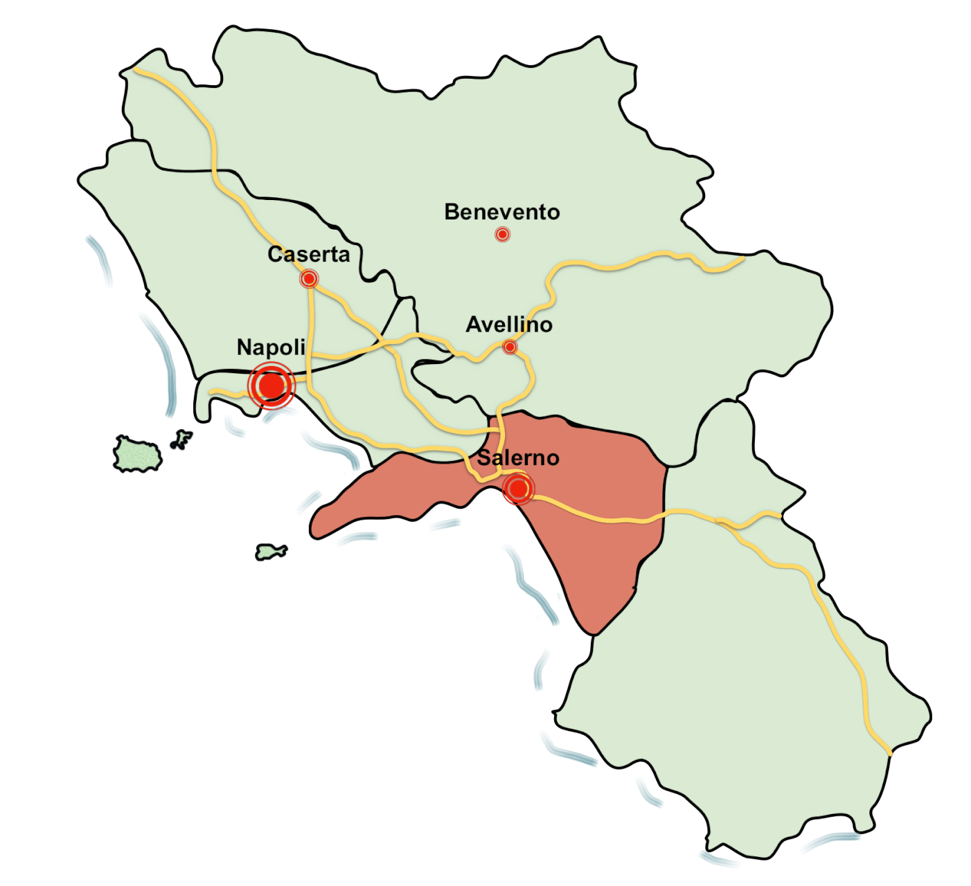 Salerno e la Costiera Mappa