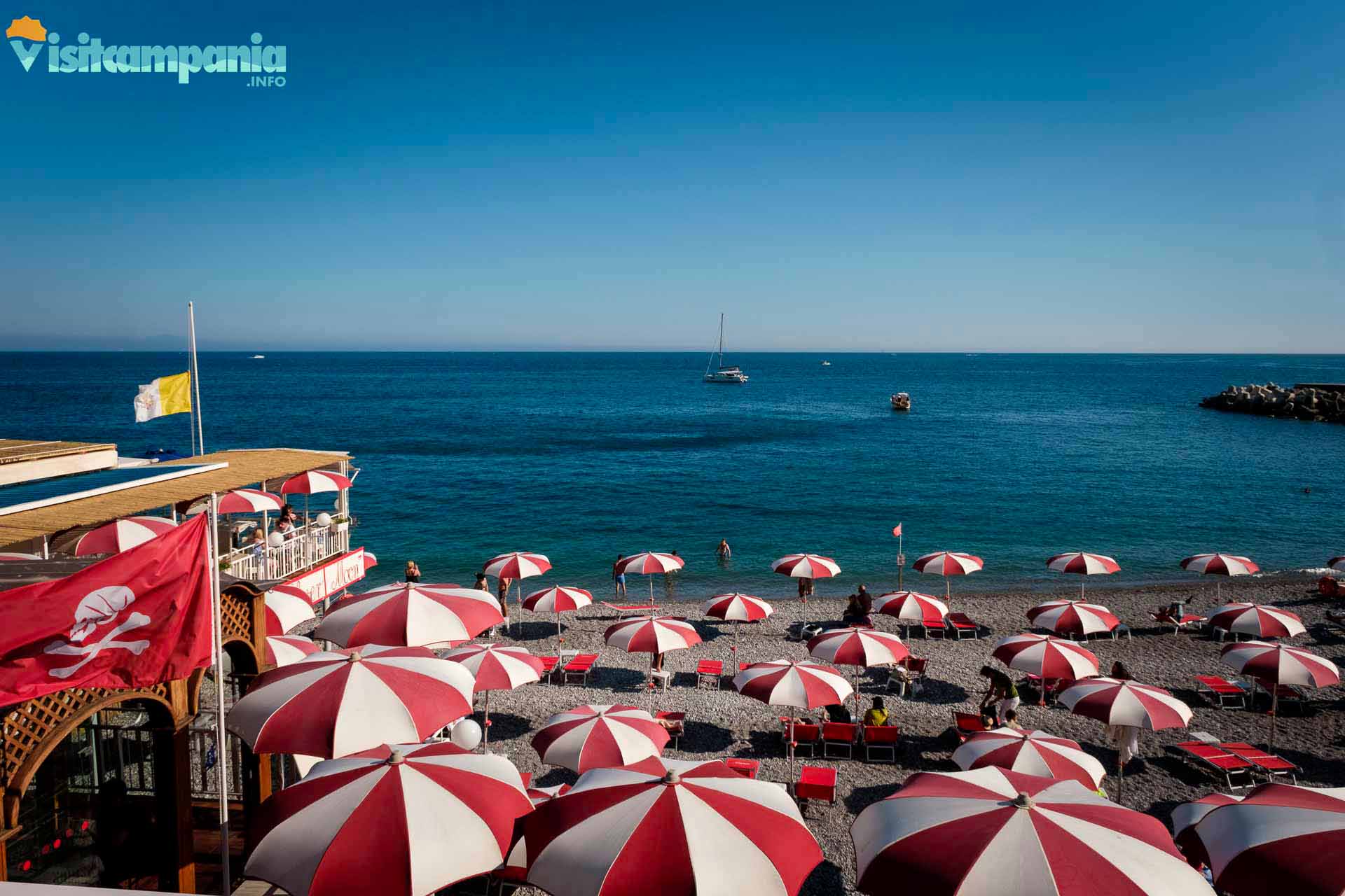 Beach resorts on the Marina Grande beach in Amalfi