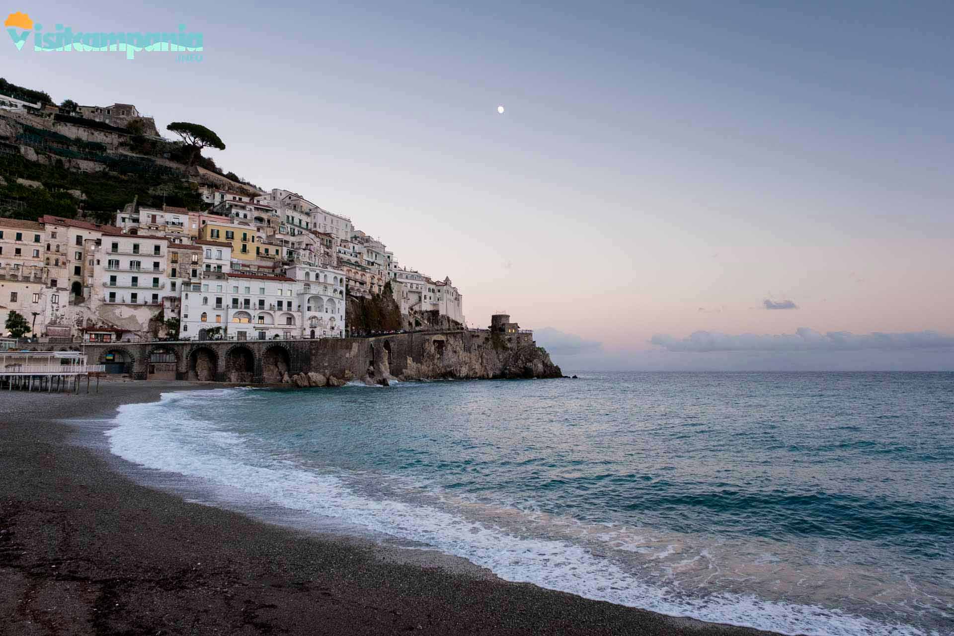 Sunset on the beach in Amalfi