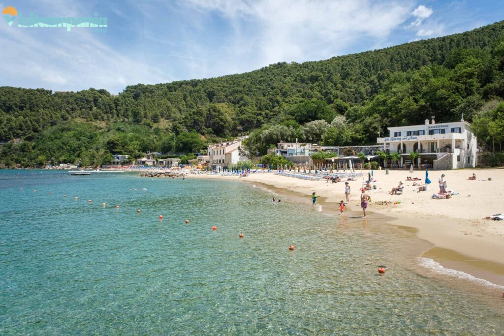 La spiaggia del porto a Palinuro